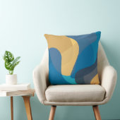 青、黄色、カッコいいトレンディー都市波状イラストレーション クッション (椅子)