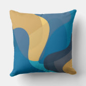 青、黄色、カッコいいトレンディー都市波状イラストレーション クッション (裏面)