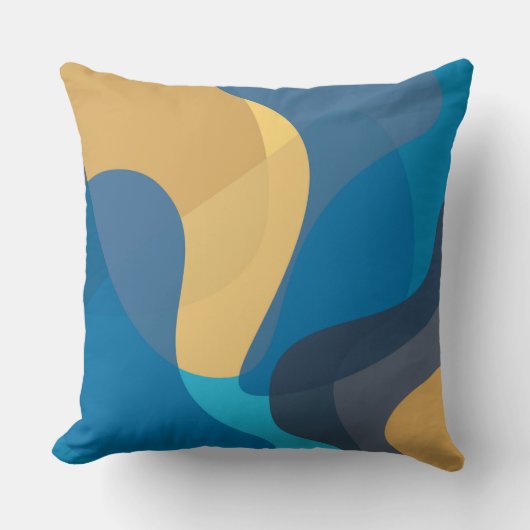青、黄色、カッコいいトレンディー都市波状イラストレーション クッション (正面)