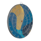 青、黄色、カッコいいトレンディー都市波状イラストレーション ダーツボード (正面左)