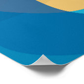 青、黄色、カッコいいトレンディー都市波状イラストレーション ポスター (角)