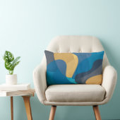 青、黄色、カッコいいトレンディー都市波状イラストレーション ランバークッション (椅子)