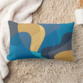 青、黄色、カッコいいトレンディー都市波状イラストレーション ランバークッション (ブランケット)