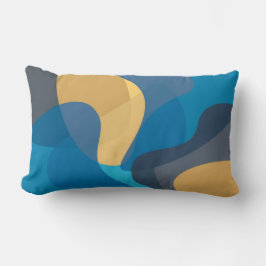 青、黄色、カッコいいトレンディー都市波状イラストレーション ランバークッション