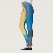 青、黄色、カッコいいトレンディー都市波状イラストレーション レギンス (左)