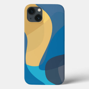 青、黄色、カッコいいトレンディー都市波状イラストレーション iPhone 13ケース