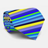 青、黄色、緑のストライプのなタイ ネクタイ (ロール)