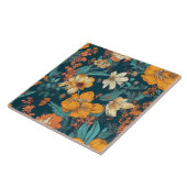 青、黄、オレンジのかわいらしフローラ タイル (側面)