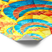 青、黄、オレンジのフラクタルパターン ポスター (角)