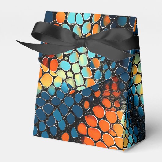 青、黄、オレンジ色のヘビの皮 フェイバーボックス (正面サイド)