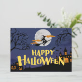 青 黄 モダン ハッピー ハロウィン シーズンカード (スタンド正面)