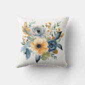 青 黄 水彩 花 ワイルドフラワー 植物学 クッション (裏面)