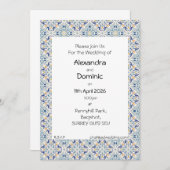 青、黄、白のタイル縁ど 招待状 (正面/裏面)