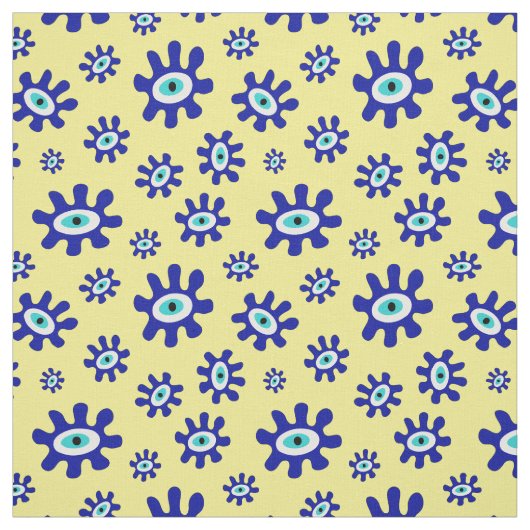 青、黄、白の抽象芸術アイパターン ファブリック (見本)