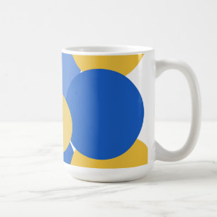 青、黄、白の水玉模様 コーヒーマグカップ