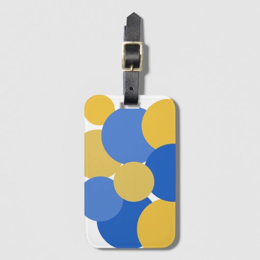 青、黄、白の水玉模様 ラゲッジタグ (正面縦)