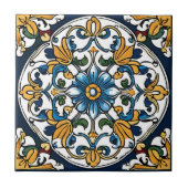 青 黄 白 黒 アズレホ スペイン モロッコ タイル (正面)