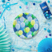 青、黄、緑のバルーン – 紙プレート ペーパープレート (パーティー)