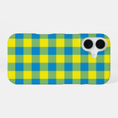 青+黄+緑の市松模様 iPhone 16ケース (裏面横)