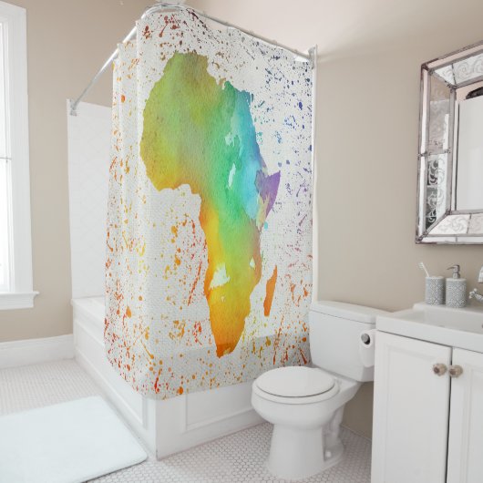 青、黄、緑の水の色アフリカ シャワーカーテン (インサイチュ)