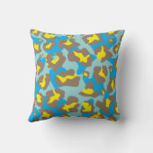 青、黄、茶色のヒョウアニマルプリント模様 クッション (裏面)