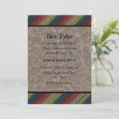 青、黄、錆びストライプの招待状 招待状 (スタンド正面)