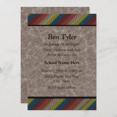 青、黄、錆びストライプの招待状 招待状 (正面/裏面)