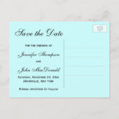 青、黒のシャンデリアのダマスク日付カードを保存 案内ポストカード (裏面)