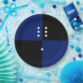 青/黒の水玉模様サイコロパターン ペーパープレート (パーティー)