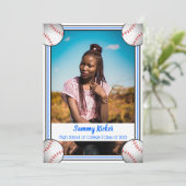 青・黒の野球卒業 案内状 (スタンド正面)