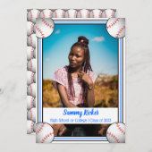 青・黒の野球卒業 案内状 (正面/裏面)