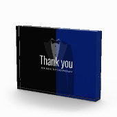 青/黒タキシードプリントバチュラーパーティの好意の写真 フォトブロック (右)