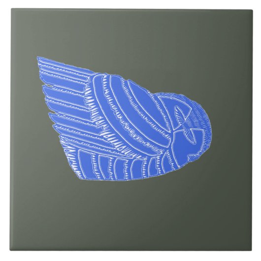 青/黒檀タイルのBUHO HELADO タイル (正面)