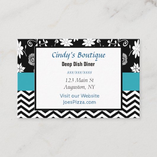 青、黒、および白の名刺 名刺 (正面)