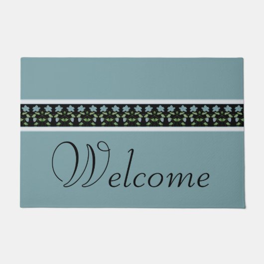 青（黒）とグレー ドアマット (正面)