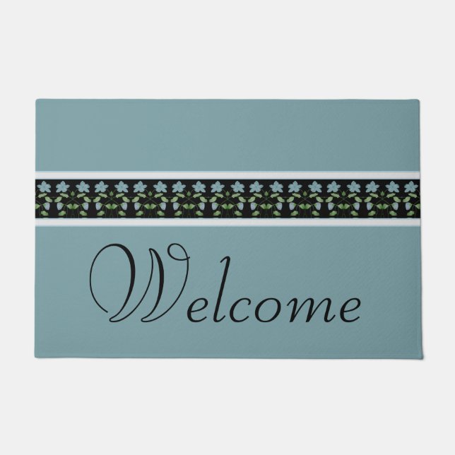 青（黒）とグレー ドアマット (正面)