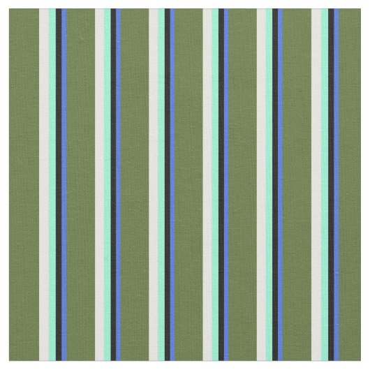 青、黒、アクアマリン、白と濃いオリーブグリーン ファブリック (クローズアップ)