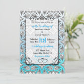 青、黒、白のマンダラ結婚式招待状 招待状 (スタンド正面)