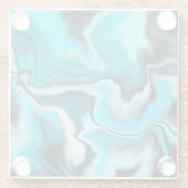 青、黒、白の大理石の流体アート ガラスコースター (裏面)