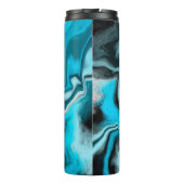 青、黒、白の大理石の流体アート タンブラー (裏面)