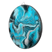 青、黒、白の大理石の流体アート ダーツボード (正面右)