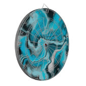 青、黒、白の大理石の流体アート ダーツボード (正面左)