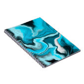 青、黒、白の大理石の流体アート ノートブック (右側)