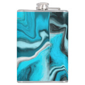 青、黒、白の大理石の流体アート フラスク (裏面)