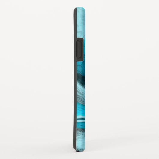 青、黒、白の大理石の流体アート Case-Mate iPhoneケース (裏面/右)