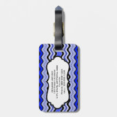 青、黒、白の波状ののラゲッストライプジタグ ラゲッジタグ (裏面縦)