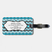 青、黒、白の波状ののラゲッストライプジタグ ラゲッジタグ (裏面横)