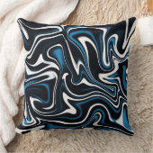 青、黒、白の渦巻き クッション (ブランケット)