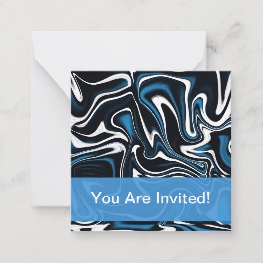 青、黒、白の渦巻き ノートカード (正面)