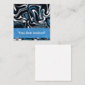 青、黒、白の渦巻き ノートカード (正面/裏面)